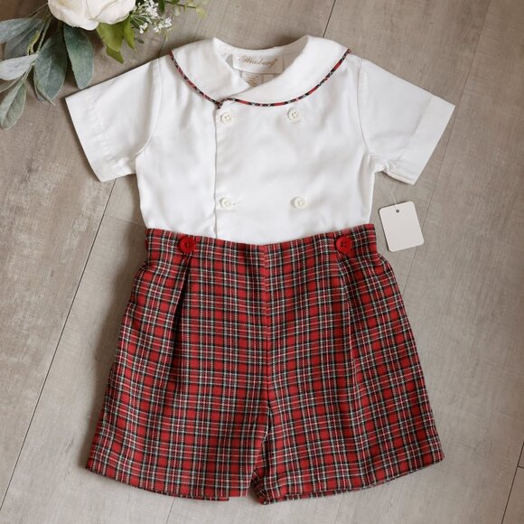 Strasburg Red Classic Plaid Float Dress Corduroy Trim 100% Cotton Rare Find - Picture 6 of 6